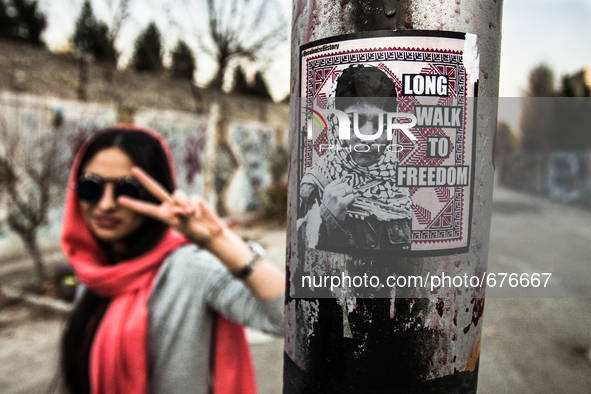 Symbolic portrait of woman that shows sign of peace. 