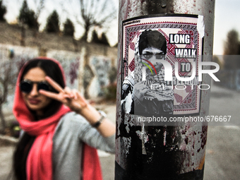 Symbolic portrait of woman that shows sign of peace. (