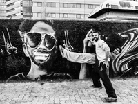 Parkour performers in Ekbatan area in Tehran. (