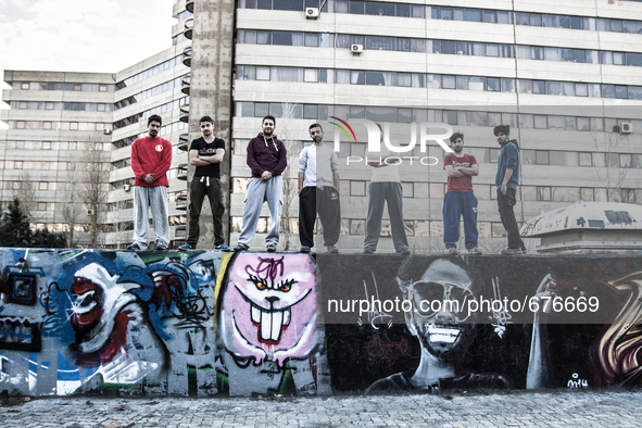 Parkour performers in Ekbatan area in Tehran. 