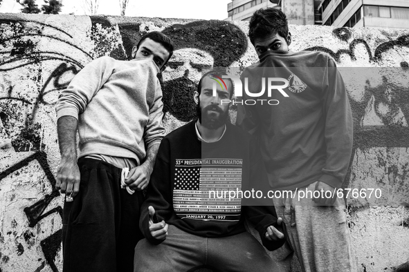 Parkour performers in Ekbatan area in Tehran. 