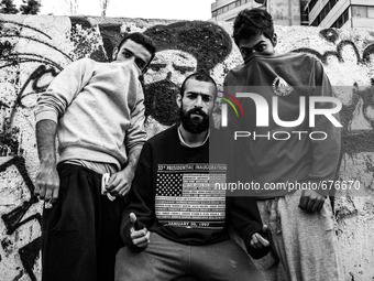 Parkour performers in Ekbatan area in Tehran. (