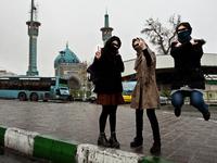 Portrait of three young girls on a day of anniversary of death of prophet Mohammed

 (