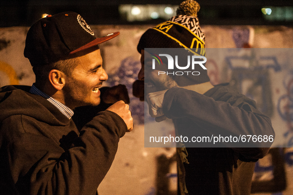 Hip hop and break dance performers are having fun in their best area of Tehran (Ekbatan).

 