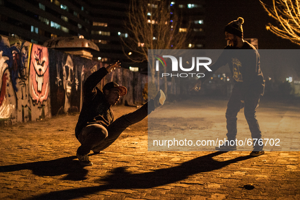 Hip hop and break dance performers are having fun in their best area of Tehran (Ekbatan).

 