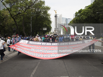 Members of the National Coordinator of Education Workers (CENTE by its acronym in Spanish) from various states of the country, marched in Me...