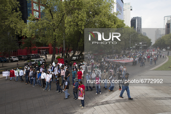 Members of the National Coordinator of Education Workers (CENTE by its acronym in Spanish) from various states of the country, marched in Me...