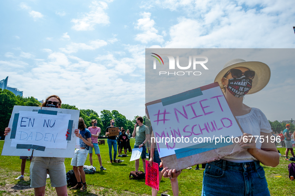 A student is holding a placard that says in Dutch it's not my fault, during the Nationwide student strike, organized in The Hague, Netherlan...