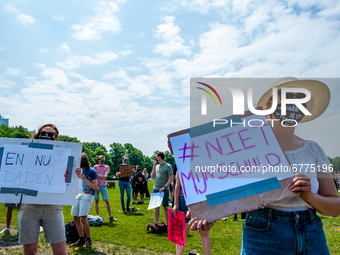 A student is holding a placard that says in Dutch it's not my fault, during the Nationwide student strike, organized in The Hague, Netherlan...