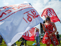 Students are holding flags from student syndicates, during the Nationwide student strike, organized in The Hague, Netherlands on June 3rd, 2...