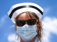 Polish nurses and midwives protest during Warning Strike at the Main Square in Krakow, Poland, on June 7, 2021. Nurses and midwives from aro...