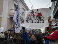 Teacher, Students and Workers of the UPR (University of Puerto Rico) protest against a budget cut of $94 million imposed by the Fiscal Contr...