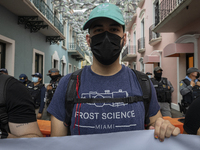 Teacher, Students and Workers of the UPR (University of Puerto Rico) protest against a budget cut of $94 million imposed by the Fiscal Contr...