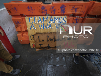 Teacher, Students and Workers of the UPR (University of Puerto Rico) protest against a budget cut of $94 million imposed by the Fiscal Contr...