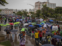 Teacher, Students and Workers of the UPR (University of Puerto Rico) protest against a budget cut of $94 million imposed by the Fiscal Contr...