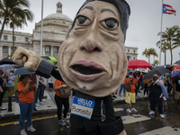 Teacher, Students and Workers of the UPR (University of Puerto Rico) protest against a budget cut of $94 million imposed by the Fiscal Contr...