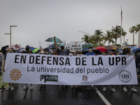 Teacher, Students and Workers of the UPR (University of Puerto Rico) protest against a budget cut of $94 million imposed by the Fiscal Contr...