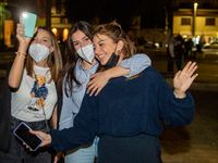 Fifth-grade students of Rieti sing Antonello Venditti's 'Notte Prima degli Esami' in front of their school, in Rieti, Italy, on June 15, 202...