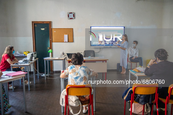 
A student speaks during a high-school exam inside the Liceo Classico Massimo D'Azeglio in Turin, Italy. High-school graduation exams commen...