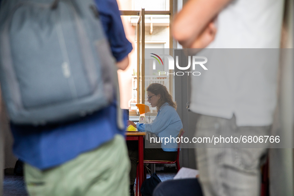 
A student speaks during a high-school exam inside the Liceo Classico Massimo D'Azeglio in Turin, Italy. High-school graduation exams commen...