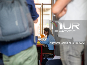 
A student speaks during a high-school exam inside the Liceo Classico Massimo D'Azeglio in Turin, Italy. High-school graduation exams commen...