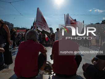  Pensioners participating at the demonstration during a general strike in Athens, Greece, on June 16, 2021. Thousands of Athenians gathered...