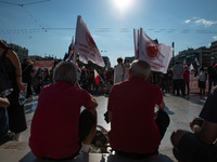  Pensioners participating at the demonstration during a general strike in Athens, Greece, on June 16, 2021. Thousands of Athenians gathered...