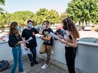 Students who review the project to be presented to the external commission before the state exam in Molfetta, Italy at the Mons.Antonio Bell...