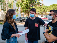 Students who review the project to be presented to the external commission before the state exam in Molfetta, Italy at the Mons.Antonio Bell...