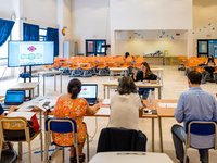 A student during the State Exam in front of the Commission chaired by the External President in Molfetta, Italy at the Professional Institut...