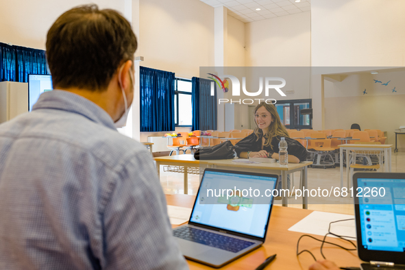 A student during the State Exam in Molfetta, Italy at the Mons.Antonio Bello Professional Institute on June 19, 2021.
This year, due to the...