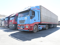 Trucks Loaded With Humanitarian Aid Provided By The United Nations World Food Program Enter Northern Syria Through Bab Al-Hawa Crossing on J...