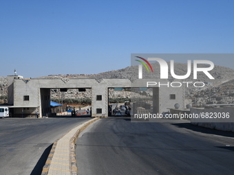 Trucks Loaded With Humanitarian Aid Provided By The United Nations World Food Program Enter Northern Syria Through Bab Al-Hawa Crossing on J...