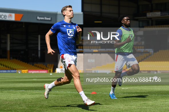 
Ryan Yates and Loic Mbe Soh of Nottingham Forest warm up ahead of kick-off during the Pre-season Friendly match between Port Vale and Notti...