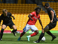 
Alex Mighten of (17) Nottingham Forest battles with Ben Garrity of Port Vale during the Pre-season Friendly match between Port Vale and Not...
