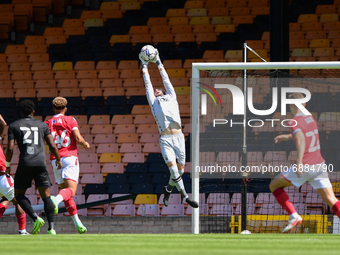 
Nottingham Forest goalkeeper Jordan Smith (12) at full stretch during the Pre-season Friendly match between Port Vale and Nottingham Forest...