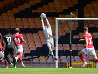 
Nottingham Forest goalkeeper Jordan Smith (12) at full stretch during the Pre-season Friendly match between Port Vale and Nottingham Forest...