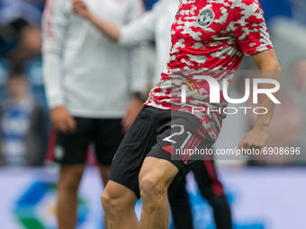   Daniel James of Manchester United warms up during the Pre-season Friendly match between Queens Park Rangers and Manchester United at the K...