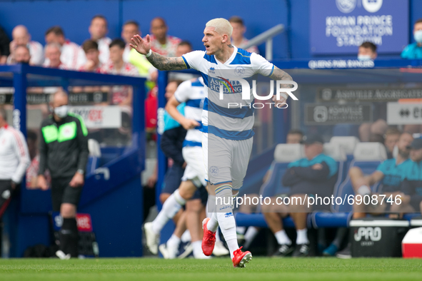  Jordy de Wijs of Queens Park Rangers gestures during the Pre-season Friendly match between Queens Park Rangers and Manchester United at th...