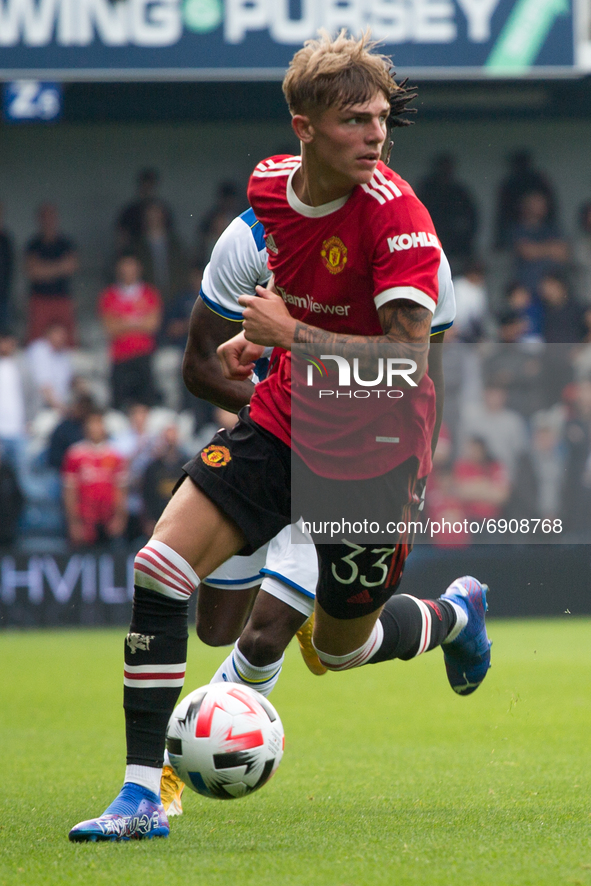   Brandon Williams of Manchester United controls the ball during the Pre-season Friendly match between Queens Park Rangers and Manchester Un...