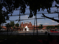 A view of Red fort as preparation go on ahead of India's 75th Independence day celebrations in New Delhi, India on August 5, 2021. Security...