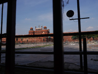 A view of Red fort as preparation go on ahead of India's 75th Independence day celebrations in New Delhi, India on August 5, 2021. Security...