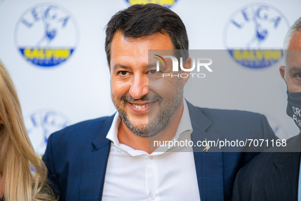 Matteo Salvini attends “Milano Pronta Per Il Futuro” Lega press conference at Palazzo delle Stelline on September 07, 2021 in Milan, Italy. 