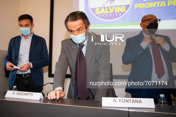 Attilio Fontana attends “Milano Pronta Per Il Futuro” Lega press conference at Palazzo delle Stelline on September 07, 2021 in Milan, Italy....