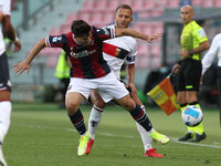 Riccardo Orsolini (Bologna F.C.) competes for the ball with Domenico Criscito (Genoa CFC)  during the Italian Serie A soccer match Bologna F...