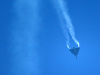 Indian Air Force's (IAF) fighter aircraft Tejas performs aerobatic maneuvers during the 89th Air Force Day parade at Hindon Air Force Statio...