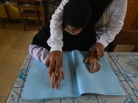 A number of students with disabilities participate in limited face-to-face learning at the Special School of SLB ABCD Muhammadiyah in Palu,...