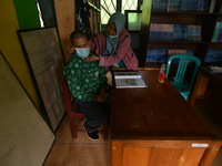 A number of students with disabilities participate in limited face-to-face learning at the Special School of SLB ABCD Muhammadiyah in Palu,...