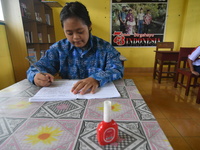 A number of students with disabilities participate in limited face-to-face learning at the Special School of SLB ABCD Muhammadiyah in Palu,...