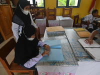 A number of students with disabilities participate in limited face-to-face learning at the Special School of SLB ABCD Muhammadiyah in Palu,...